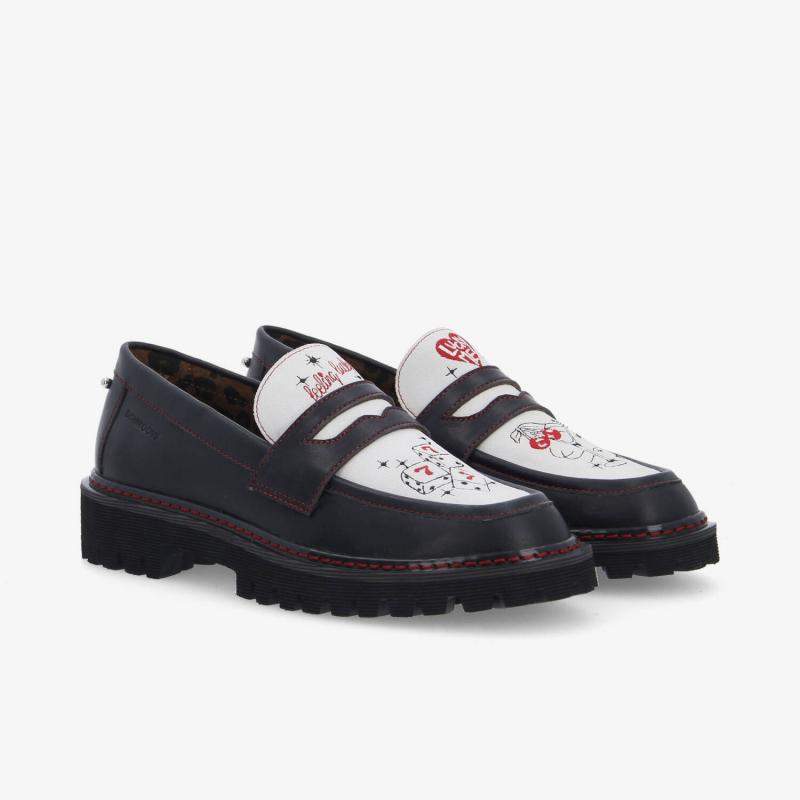 MYSEN LOAFER W - NAPPA/SUEDE - BLACK/WHITE